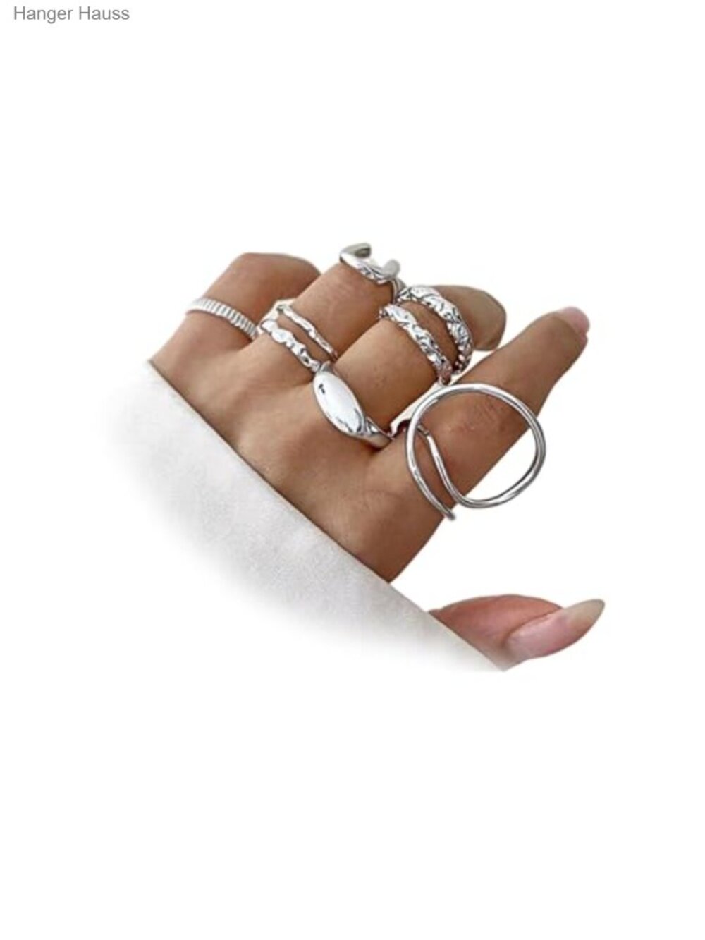 Set of 6 Gold Vintage Hammered Stackable Knuckle Rings Geometric Statement